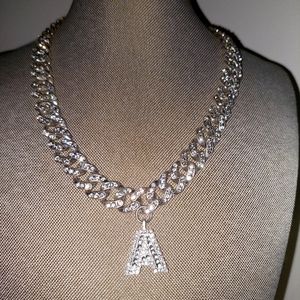 Iced out Bling Initial A Necklace